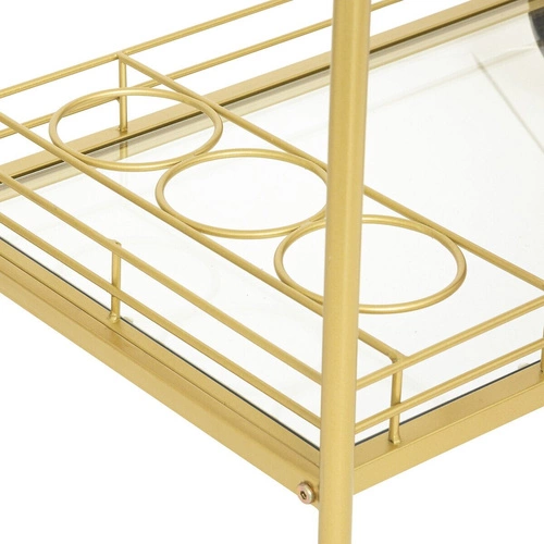 Antonella metalowy wózek barowy na kółkach glamour ze szkłem hartowanym do salonu Atmosphera