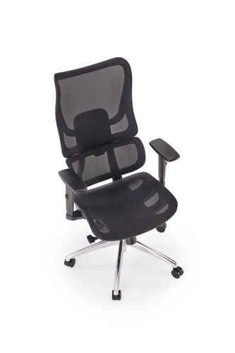 Ergonomiczny fotel biurowy Percas czarny siatkowy obrotowy z regulacją Intesi do biura