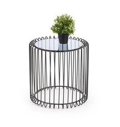 Stolik kawowy Minera okrągły szklany czarny nowoczesny do salonu 45 cm Intesi