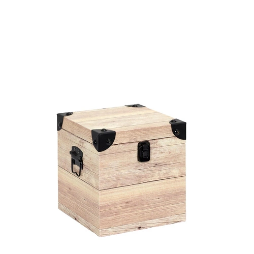 Intesi zestaw 3 pudełek dekoracyjnych kwadratowych z efektem drewna do sypialni boho