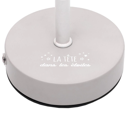 Lampka nocna biała Intesi z ażurowymi gwiazdkami, ładowana, nowoczesna do sypialni