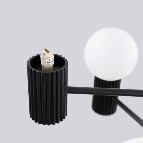 Żyrandol nowoczesny HALO 6 czarny lampa sufitowa do salonu i jadalni aluminium