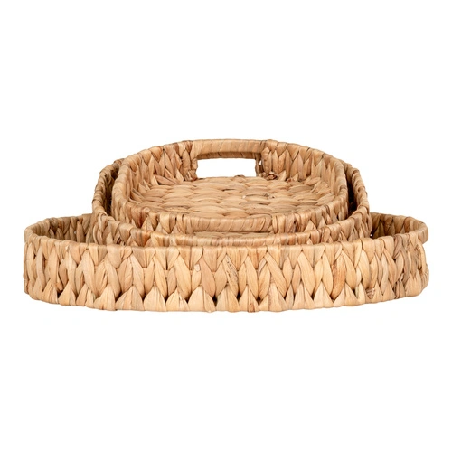 Estoril zestaw 3 okrągłych tac dekoracyjnych z hiacyntu wodnego House Nordic