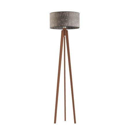 Lampa podłogowa MIAMI abażur szary melanż stelaż mahoniowy
