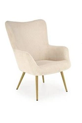 Fotel wypoczynkowy Adagio sztruksowy kremowy do salonu skandynawski z podłokietnikami Intesi