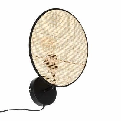 Kinkiet ścienny Olme boho rattanowy czarny z włącznikiem do sypialni i salonu Atmosphera