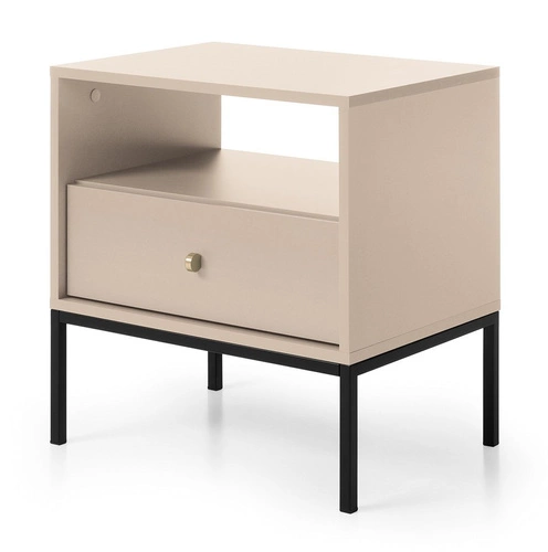 Szafka nocna beżowa 54 cm z szufladą na wysokich nogach Evora Intesi styl nowoczesny