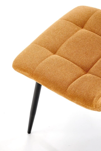 Krzesło tapicerowane Fime Intesi musztardowe do jadalni nowoczesne na czarnych nogach