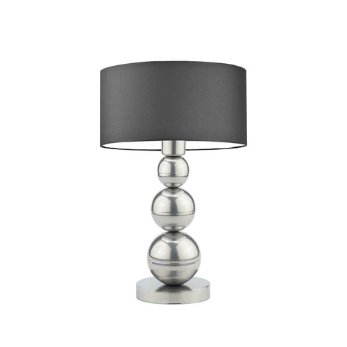 Lampka nocna HONOLULU nowoczesna z grafitowym abażurem i srebrnym stelażem do sypialni