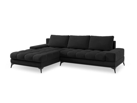 Narożnik z funkcją spania Deneb Black Structured Fabric lewostronny