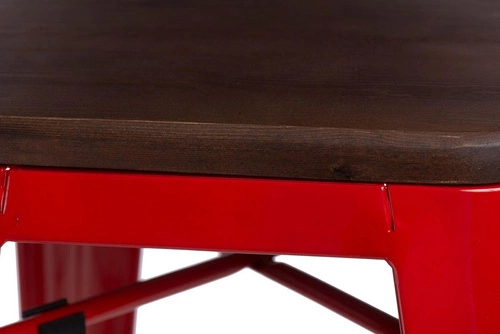Hoker Paris Wood 65 cm nowoczesny metalowy z drewnianym siedziskiem orzech do kuchni D2.DESIGN