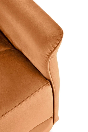 Fotel rozkładany do salonu Karlin Velvet cynamonowy welur z USB nowoczesny uszak Intesi