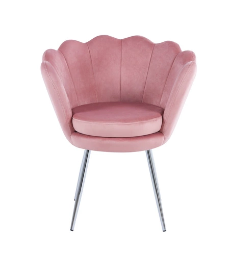 Krzesło muszelka Fiona VIC różowy jasny/nogi srebrne