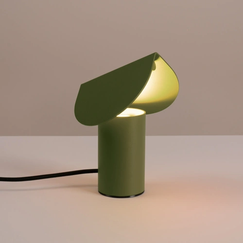 Lampa biurkowa LED BISCUIT oliwkowa nowoczesna na biurko 15 cm