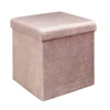 Pufa welurowa ze schowkiem Intesi Vels różowa glamour do salonu 38x38 cm składana