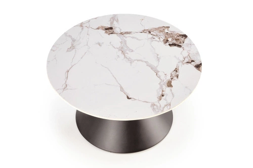 Stolik kawowy Javin M okrągły biały marmur 80 cm nowoczesny glamour do salonu Intesi