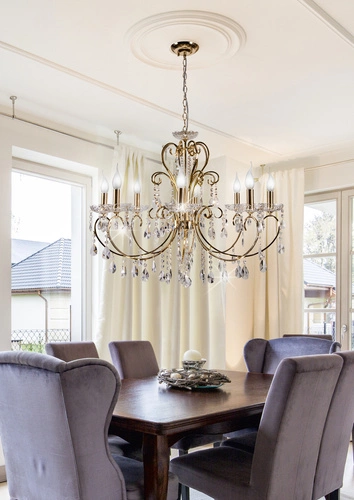 Lampa wisząca Aurora 8*40W E14  francuskie złoto