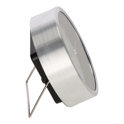 Budzik Quazi srebrny nowoczesny zegar stojący do sypialni i biura średnica 9 cm Intesi