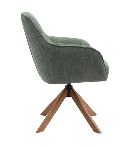 Krzesło tapicerowane obrotowe Avola do jadalni zielone dąb