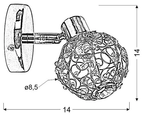 Kinkiet ścienny Collar nowoczesny regulowany chrom glamour do sypialni i przedpokoju CANDELLUX