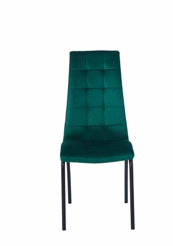Krzesło do jadalni Ezara Intesi tapicerowane welur zielone nowoczesne na czarnych nogach