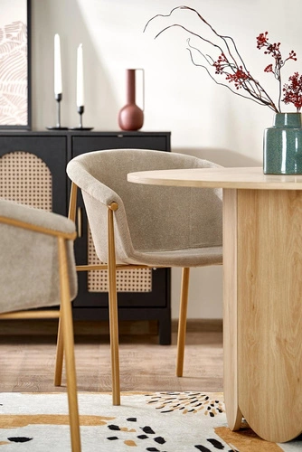 Stół okrągły do jadalni Puro 2 120 cm nowoczesny dąb naturalny na jednej nodze Intesi