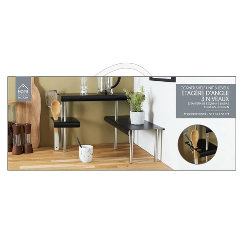 Półka kuchenna stojąca na przyprawy i akcesoria Angle czarna metalowa nowoczesna Intesi