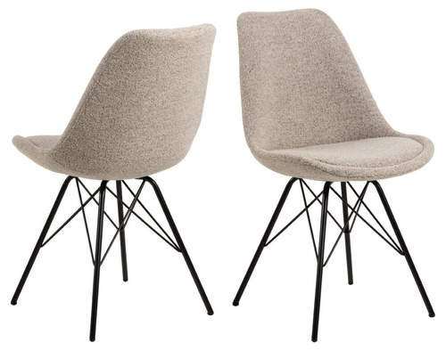 Krzesło tapicerowane Eris Monza beżowe do jadalni i salonu nowoczesne na czarnych nogach Actona