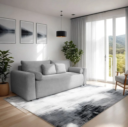 Sofa rozkładana Dores 3 osobowa z funkcją spania i pojemnikiem szara ciemna do salonu