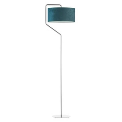 Lampa stojąca do salonu TESALLIA Lysne zielona welurowa glamour z abażurem 156 cm