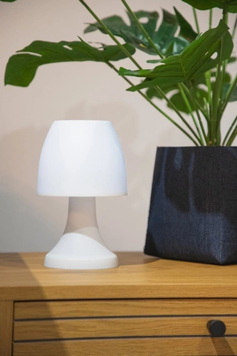 Nowoczesna lampka nocna LED Atmosphera Dokk biała 19cm bezprzewodowa do sypialni i salonu