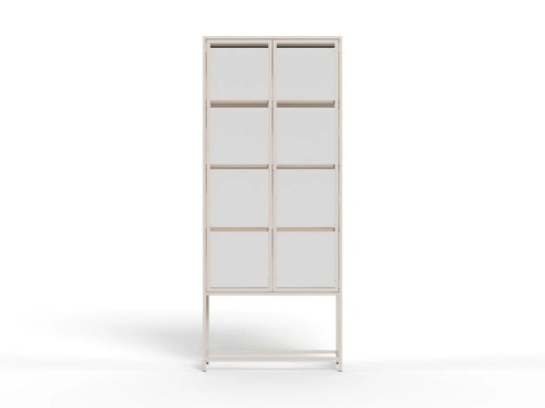 Witryna Seaford szara metalowa loftowa do salonu na alkohol 77 cm