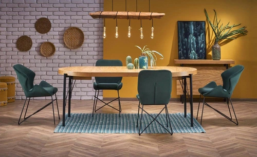 Stół rozkładany do jadalni Fermino dąb naturalny czarne nogi nowoczesny loftowy 100–300 cm Intesi