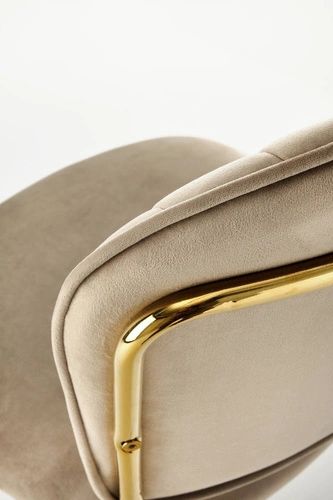 Krzesło tapicerowane welur Rachel beżowe do jadalni i salonu na złotych nogach Intesi