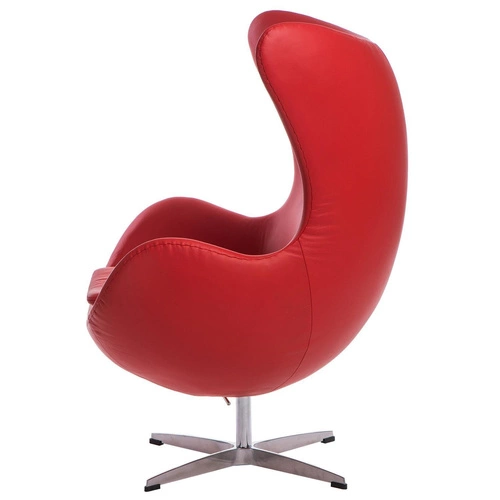 Fotel uszak Jajo Egg D2.DESIGN czerwony skórzany obrotowy z funkcją kołyski do salonu
