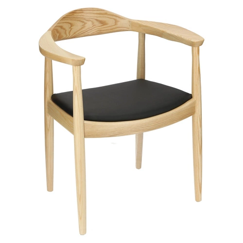 Krzesło drewniane President inspirowane Kennedy do jadalni z podłokietnikami czarne D2.DESIGN
