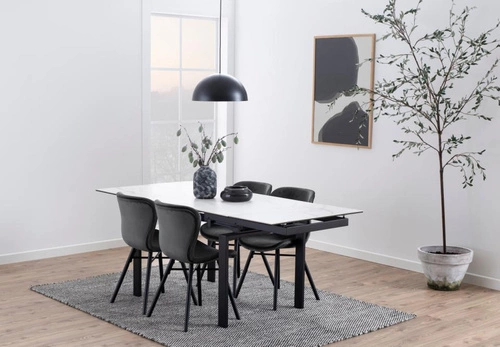 Stół Huddersfield biały/czarny 85/120-200cm