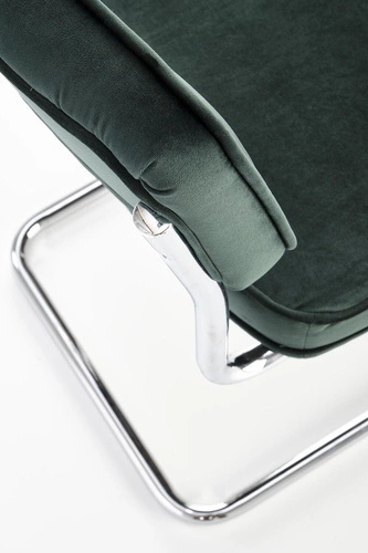 Krzesło tapicerowane welurowe Nelson Intesi zielone glamour na płozach do jadalni i salonu