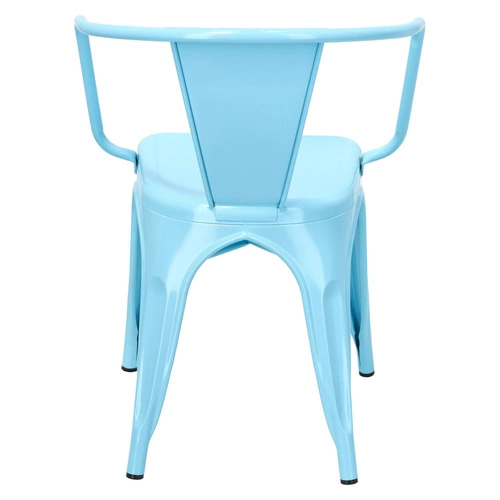 Krzesło metalowe Paris Arms niebieskie do jadalni i kuchni inspirowane Tolix industrialne