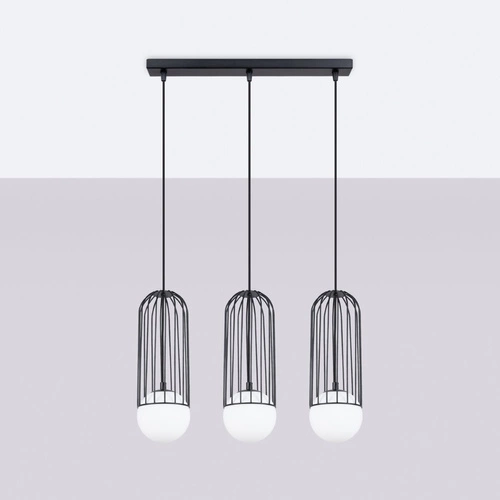 Lampa wisząca BRINA 3L czarna nowoczesna do salonu i jadalni potrójna nad stół