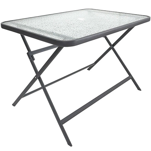 Stół ogrodowy szklany Formentera nowoczesny składany szary 110x75 cm na taras Intesi