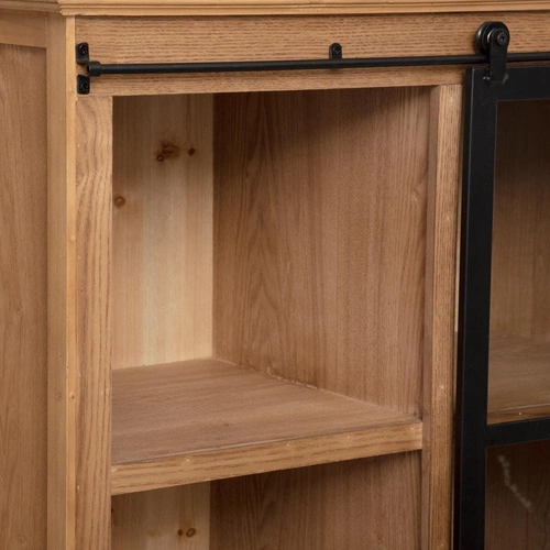 Regał na książki z szybą Danik jodła Atmosphera industrialny do salonu i gabinetu 150 cm