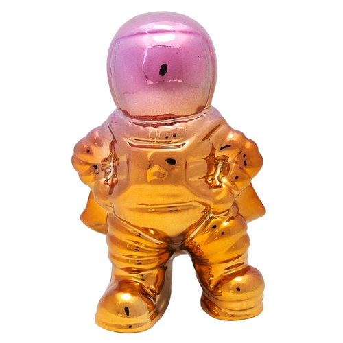 Figurka dekoracyjna Astronauta różowy ceramiczna do salonu nowoczesna 10 cm Intesi