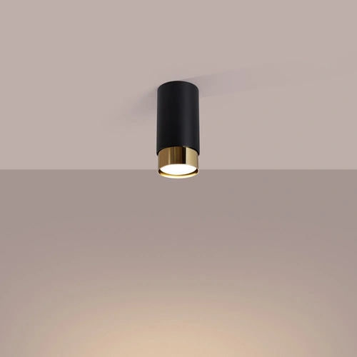 Plafon sufitowy NERO 12,5 czarny złoty nowoczesny do salonu i sypialni SOLLUX