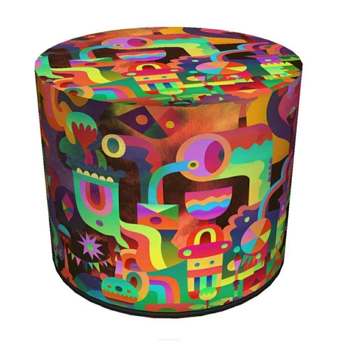 Pufa okrągła Abstra Intesi multikolor nowoczesna do salonu i sypialni zdejmowany pokrowiec 40 cm