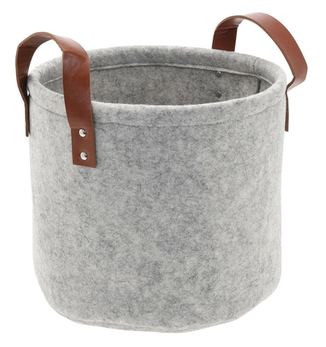 Kosz do przechowywania filcowy Intesi Fils S okrągły szary do salonu lub sypialni