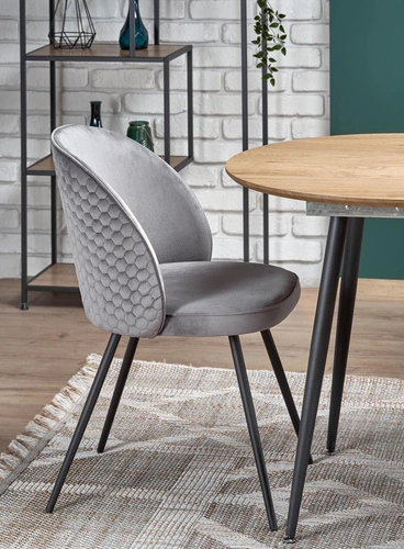 Stół rozkładany do jadalni Lora nowoczesny dąb złoty czarne nogi 120-160 cm Intesi