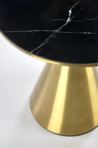 Stolik kawowy Aventure okrągły czarny marmur złoty glamour 50 cm do salonu Intesi