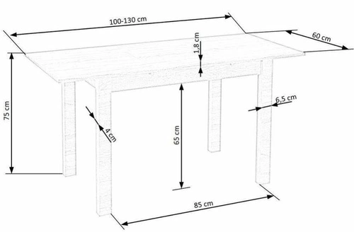 Stół rozkładany Nigot do jadalni i kuchni dąb craft nowoczesny 100-135x60 cm Intesi