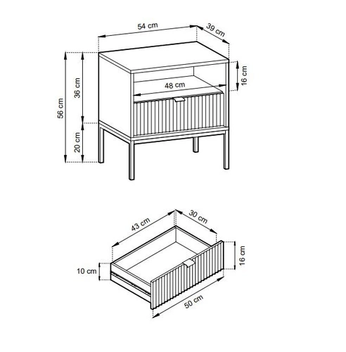 Zestaw mebli do sypialni czarny/czarny Delicious ryflowane fronty